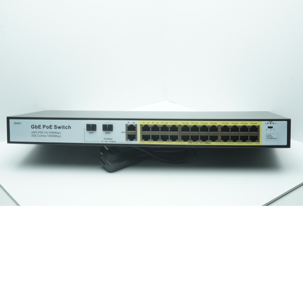 HY-POE424G Коммутатор (Свитч) Гигабитный 28 каналов (24 РоЕ + 2 Uрlink ...