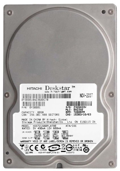 82 ГБ Внутренний жесткий диск Hitachi HDS721680PLAT80 (HDS721680PLAT80 ...