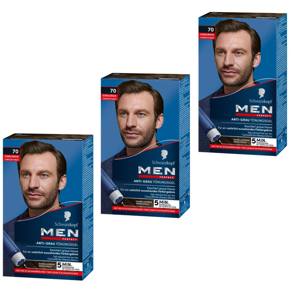 SCHWARZKOPF MEN Perfect тон 70 Оттеночный гель против седины для мужчин ...