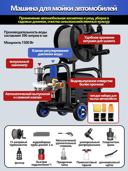 мойка высокого давления для автомобиля J1NSANGE LMX452,18М водопровод ...