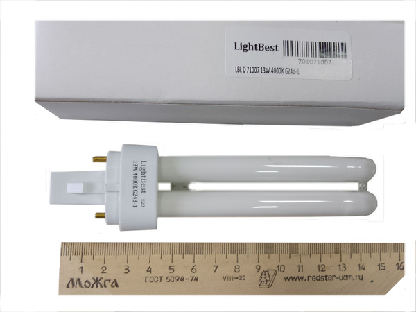 Лампа люминесцентная LightBest LBL D 71007 13W 4000K G24d-1 (Dulux D ...