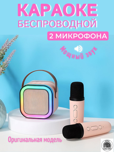 Караоке система детская с двумя беспроводными микрофонами и колонкой ...