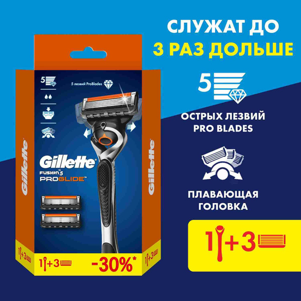 Набор: gillette fusion5 proglide мужская бритва , 3 кассеты, с 5 ...