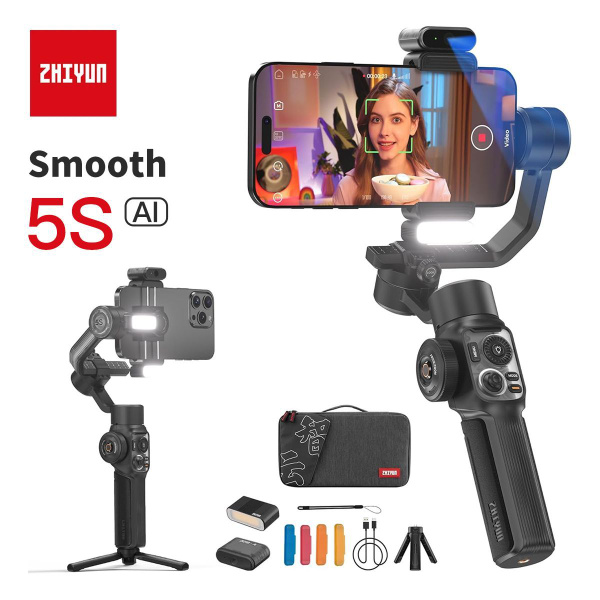 ZHIYUN Smooth 5S AI Pro 3-Axis Gimbal Stabilizer для iPhone 15 Pro Max ...