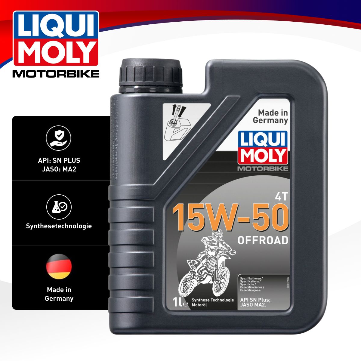 Liqui Moly MOTORBIKE 4T OFFROAD 15W-50 Масло моторное, Синтетическое, 1 л