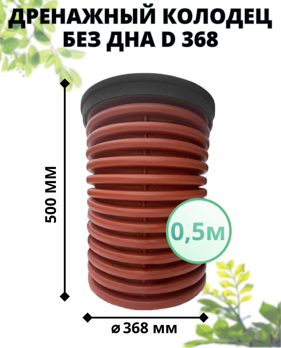 Колодец без дна 368 мм дренажный, высота 0,5 м (с черным люком) - купить с  доставкой по выгодным ценам в интернет-магазине OZON (1379992213)