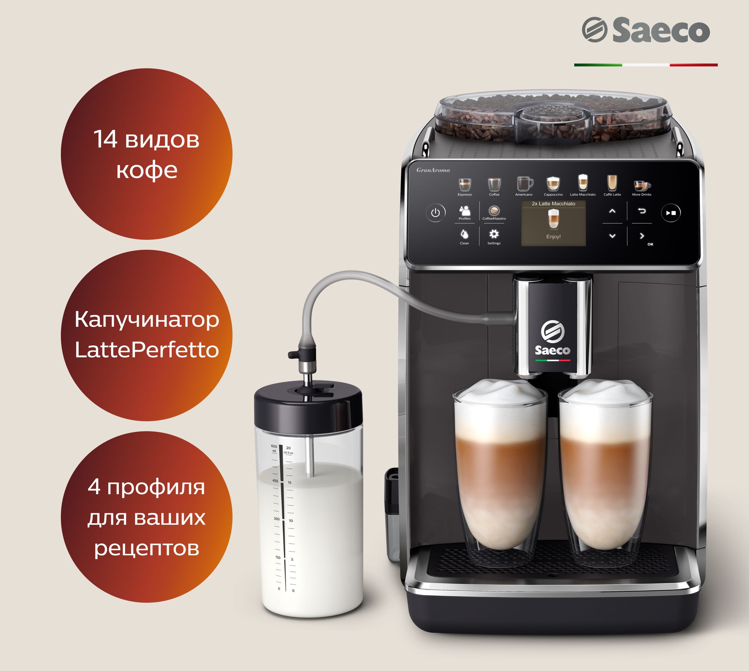 Saeco Автоматическая кофемашина SM6580/10, серый