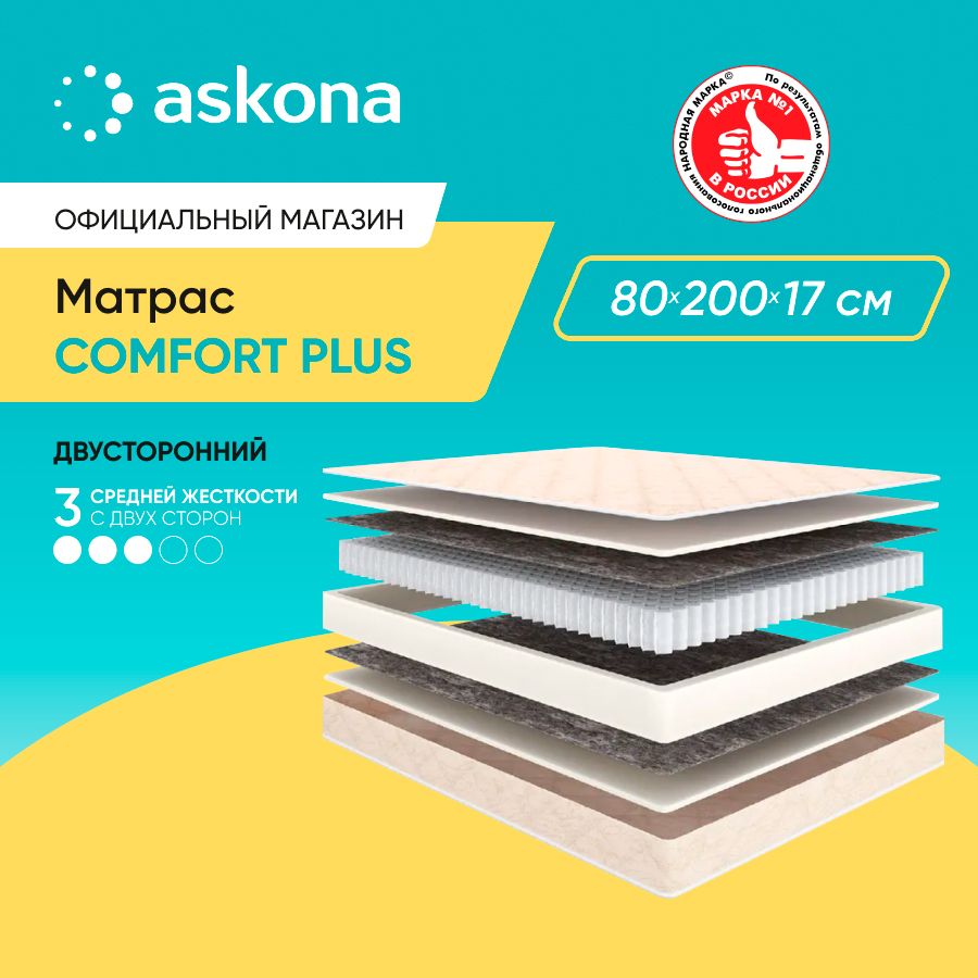 ASKONAМатрас(АСКОНА)COMFORTPLUS,анатомический,Независимыепружины,80х200см