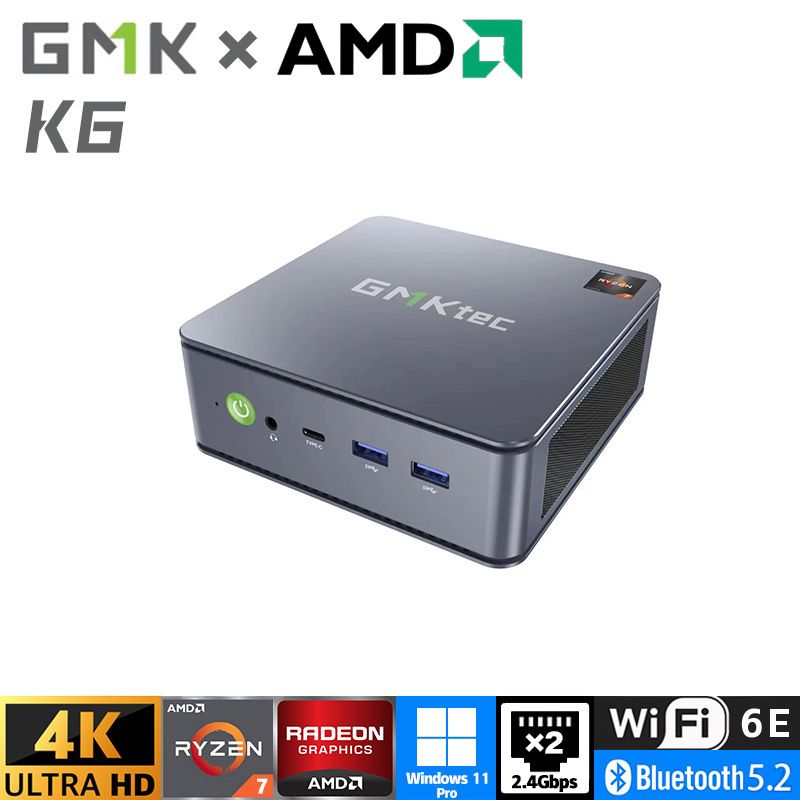 GMKМини-ПКBK6(16GB+1TB)(AMDRyzen77840HS,RAM32ГБ,SSD512ГБ,AMDRadeon780M,Windows11Pro),черно-серый