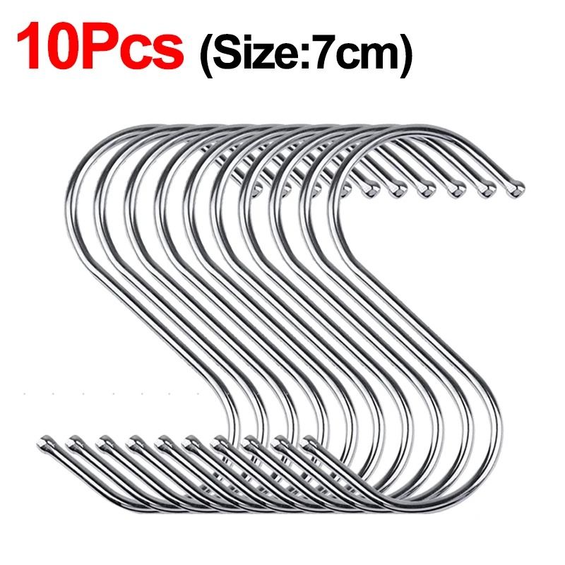 10штS-образныйкрючок/Вешалкаизнержавеющейсталидлясумокиполотенец/подвеснаястойкадлярастений