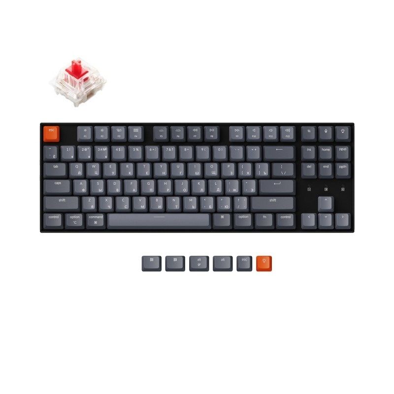 БеспроводнаяклавиатураKeychronK8TKL(WhiteLEDподсветка,GateronRedSwitch)