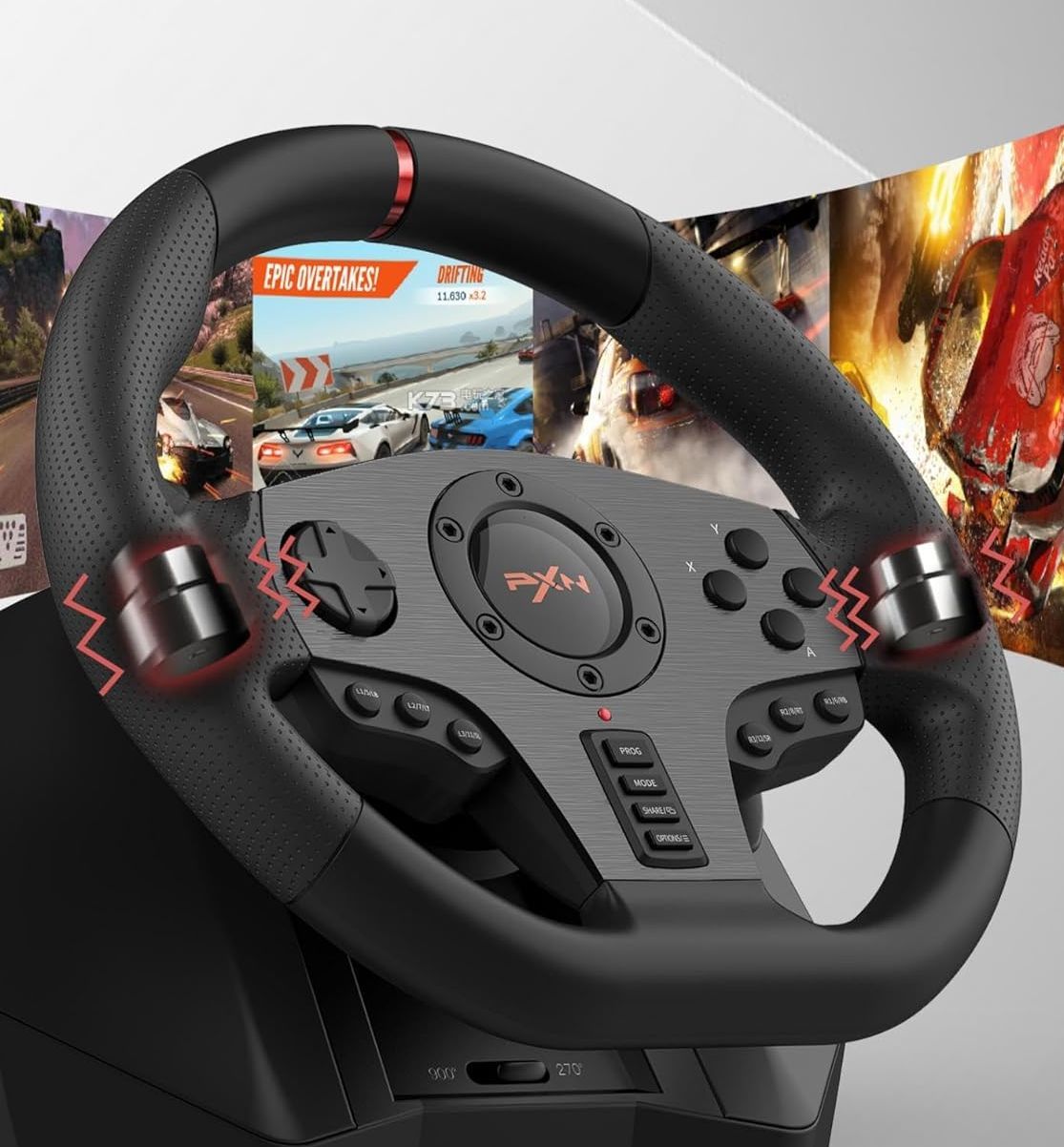 Руль игровой PXN V900 Gaming Racing Wheel Black с педалями