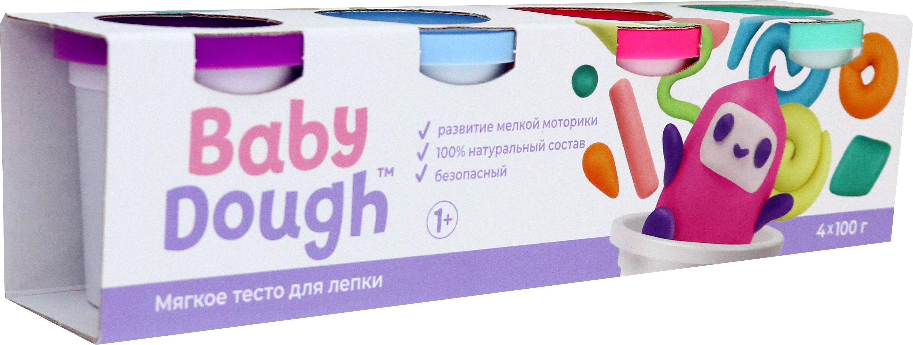 Тесто для лепки Baby Dough, 4 цвета