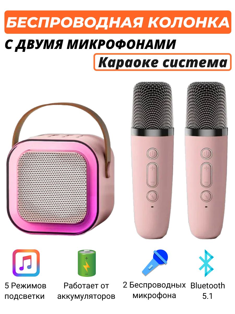 Караоке колонка с двумя микрофонами