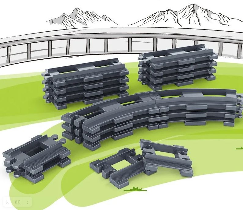 КонструкторНаборрельсдлялегодупло:прямыеиповоротныепути-32шт.