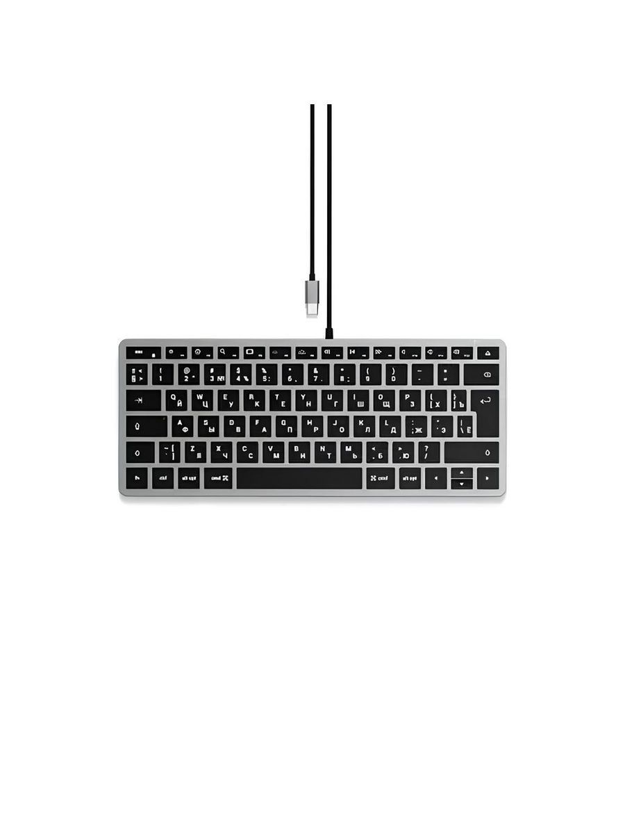 SatechiКлавиатурапроводнаяSlimW1USB-CWiredKeyboard-RU,Русскаяраскладка,серый