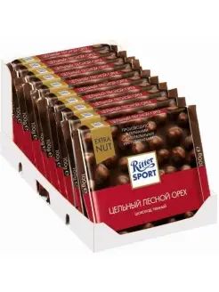 Шоколад темный Ritter Sport Цельный лесной орех, 100 г, 10 штук