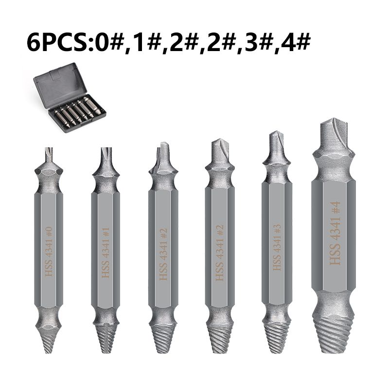 Набор экстракторов для извлечения сорванных шурупов , саморезов , болтов/ набор бит для выкручивания шурупов 6шт.