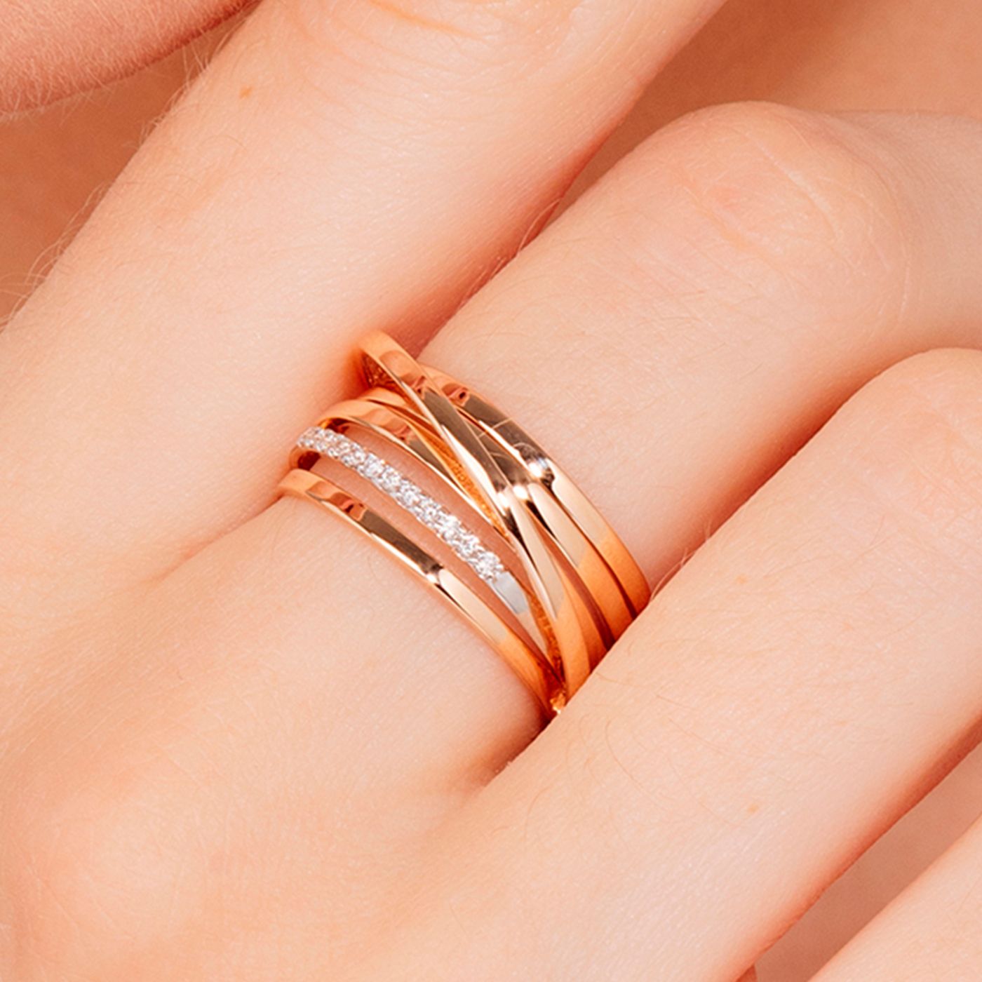 АЛЬКОР Кольцо золотое женское 585 пробы с 12 бриллиантами