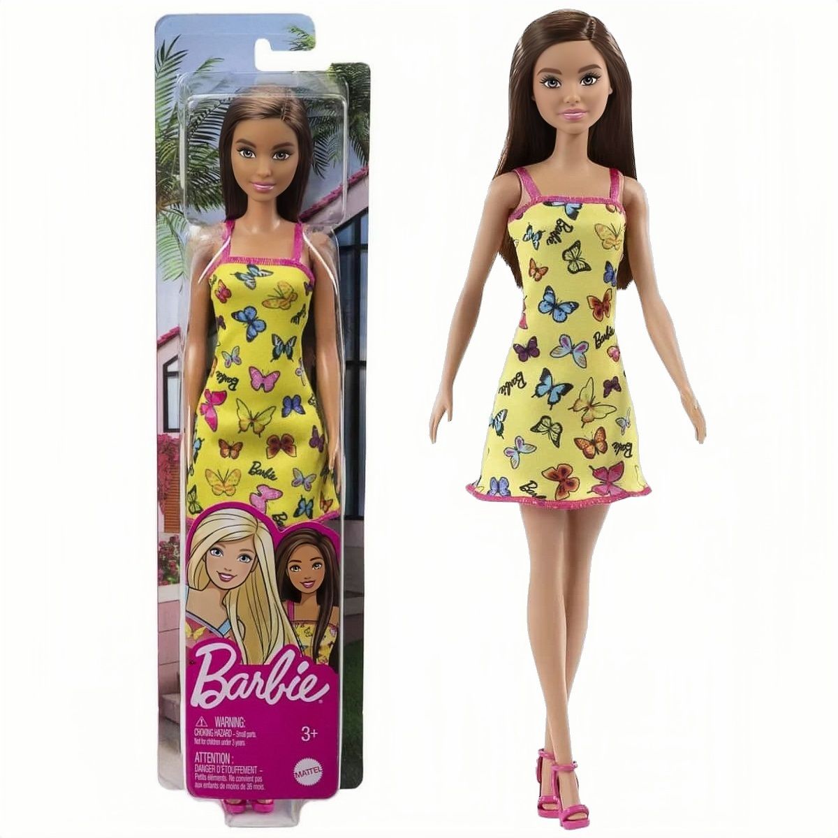 КуклаБарбисерия"Суперстиль"BarbieFashionistasв"жёлтомплатьесбабочками"
