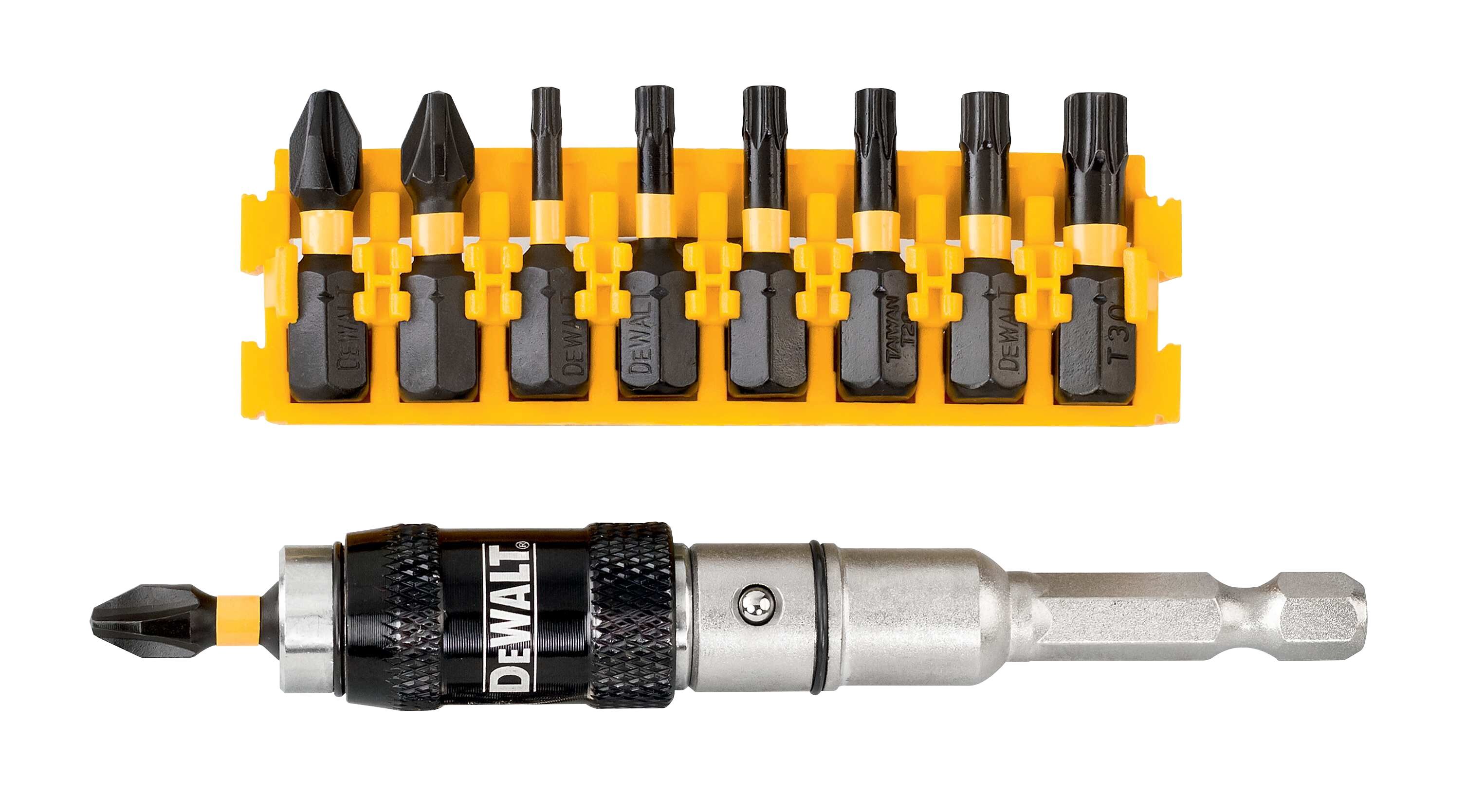 НаборбитDEWALTEXTREMEIMPACTTORSION,25мм,сшарнирнымдержателемнасадок,10предметов,DT70578T