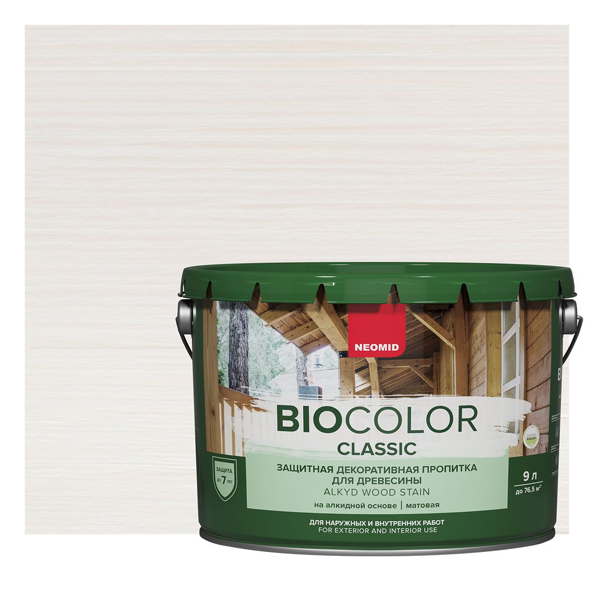 NEOMID BIO COLOR CLASSIC защитная декоративная пропитка на алкидной основе, белый (9 л)