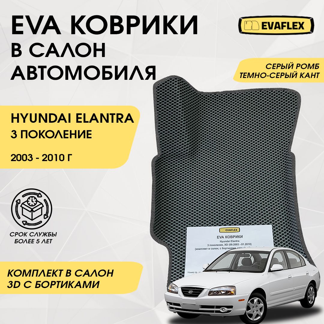 EVAКоврикивсалонавтомобиляHyundaiElantra3сбортами(серыйромб,темно-серыйкант)/ЕваковрикиХендайЭлантра3всалонсбортами