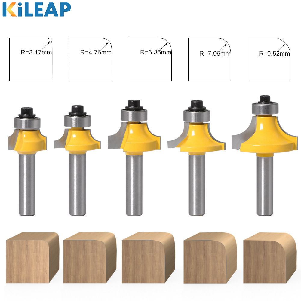 Фреза по дереву, 5 шт. Фрезы кромочные калевочные обработка закругленных углов набор