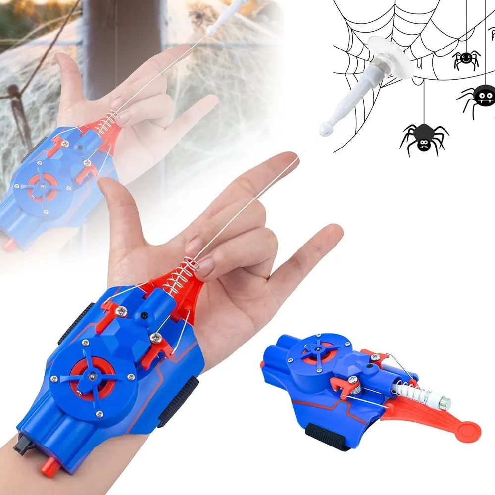 ПусковаяустановкаЧеловека-паука,настоящиеперчаткисавтоматическимвтягиваниемпаучьегошелкаДетскиеигрушки