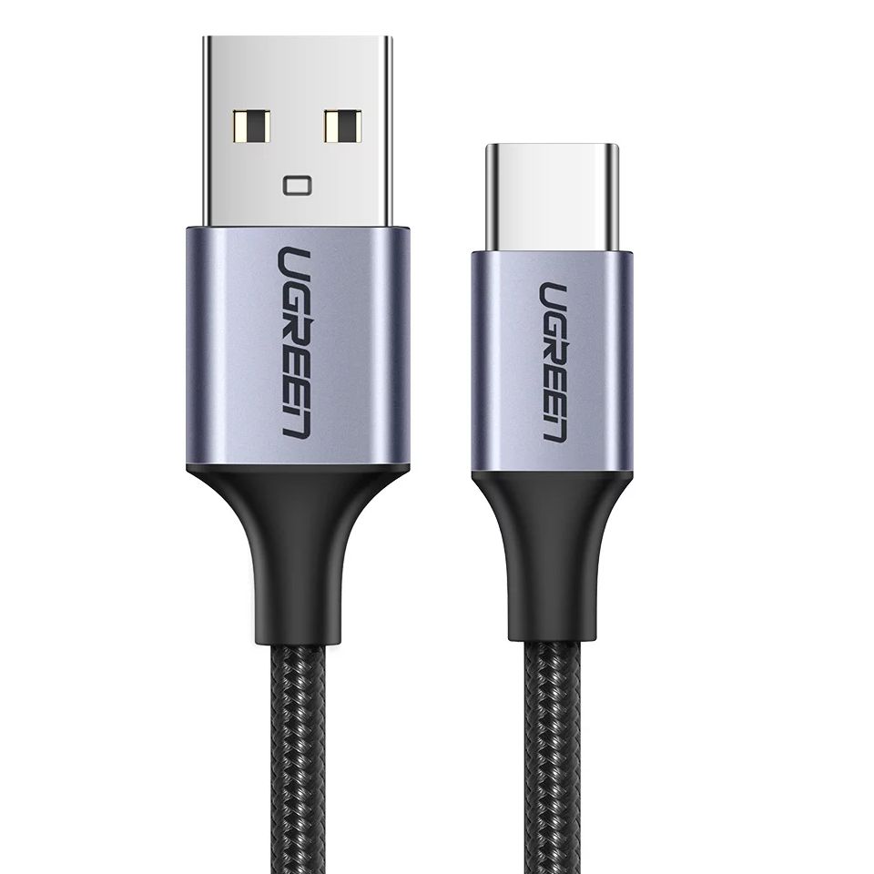 КабельUGREENUS288USB-AtoTypeC3Aвоплетке0.25м,цветчерный(60124)