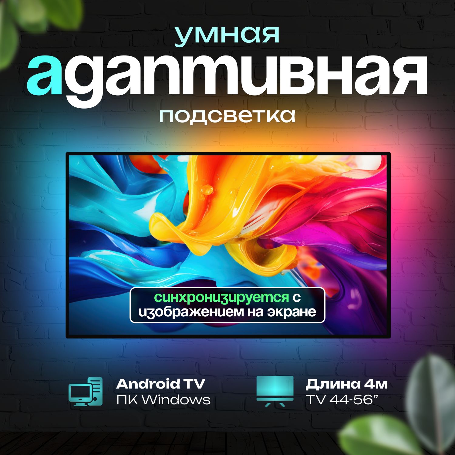 ДинамическаяадаптивнаяподсветкаAmbilight4мдлятелевизоров44-56"