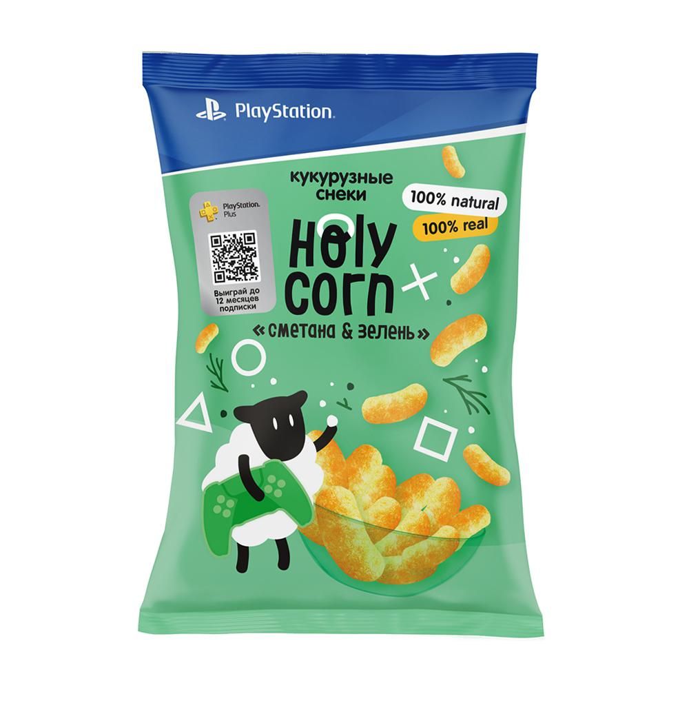 Кукурузные снеки Holy Corn Сметана и зелень 50 г, Россия