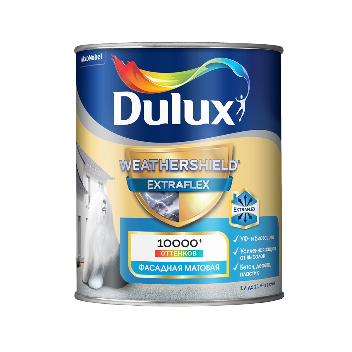 КраскафасаднаяDuluxWeathershieldExtraflexматоваябазаBW1л