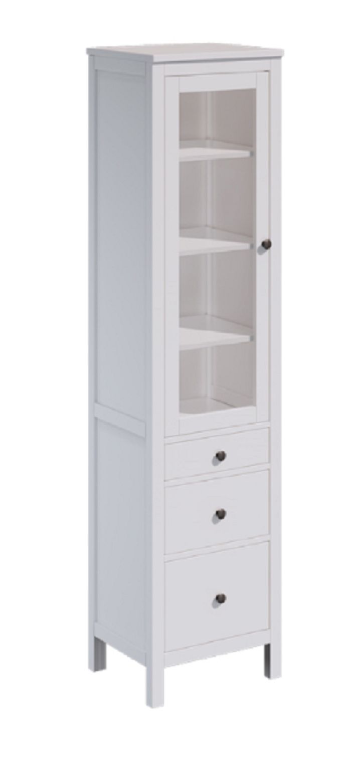 Шкаф-витрина со стеклом Хемнэс Hemnes/ Кымор, 49х198х37, 3 ящика, белый