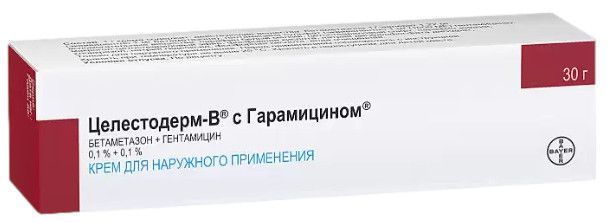 Целестодерм В с гарамицином, крем д/наруж применения 0,1 % +0,1 %, 30 г