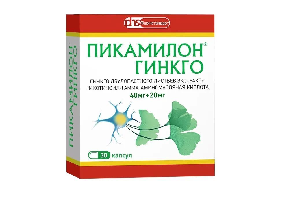 Пикамилон Гинкго, капсулы 40 мг +20 мг, 30 шт.