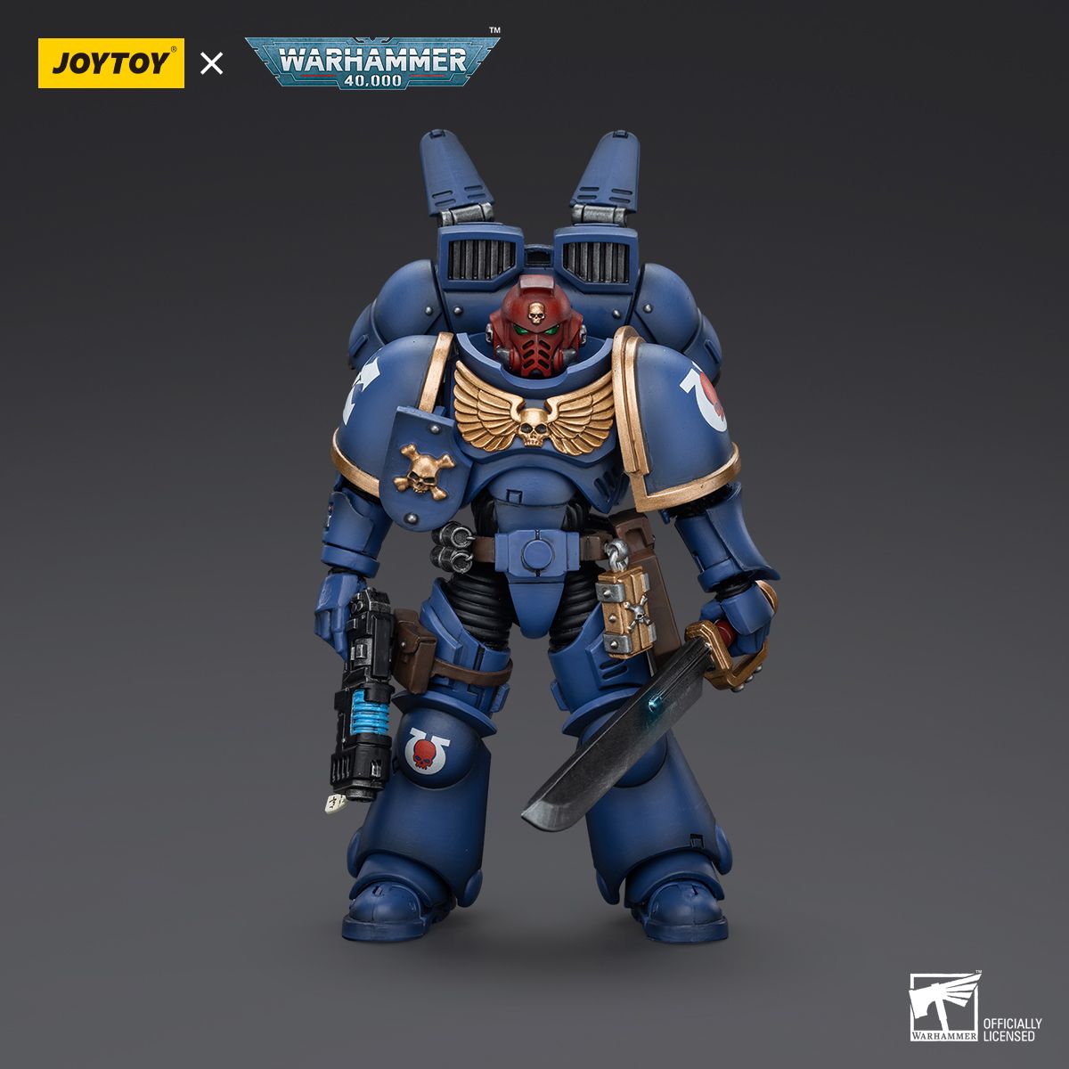 ПодвижнаяфигуркаJOYTOYWarhammer40K1/18ActionFiguresUltramarinesJumpPackIntercessorsSergeantWithPlasmaPistolAndPowerSword