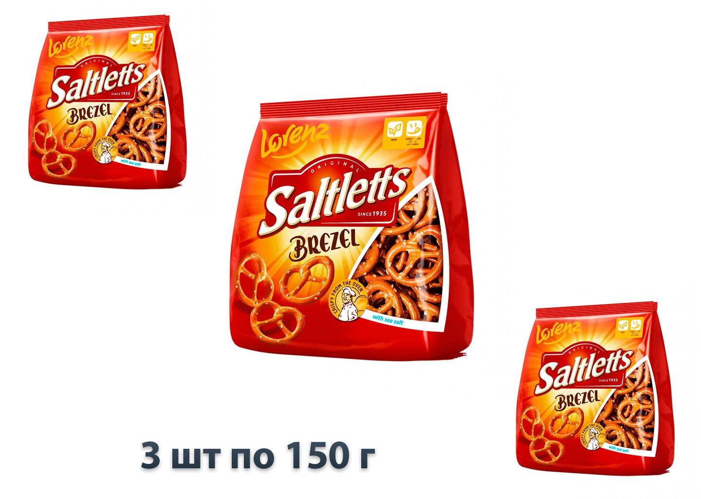 Крендели Saltletts с солью классические, 3 упаковки по 150г