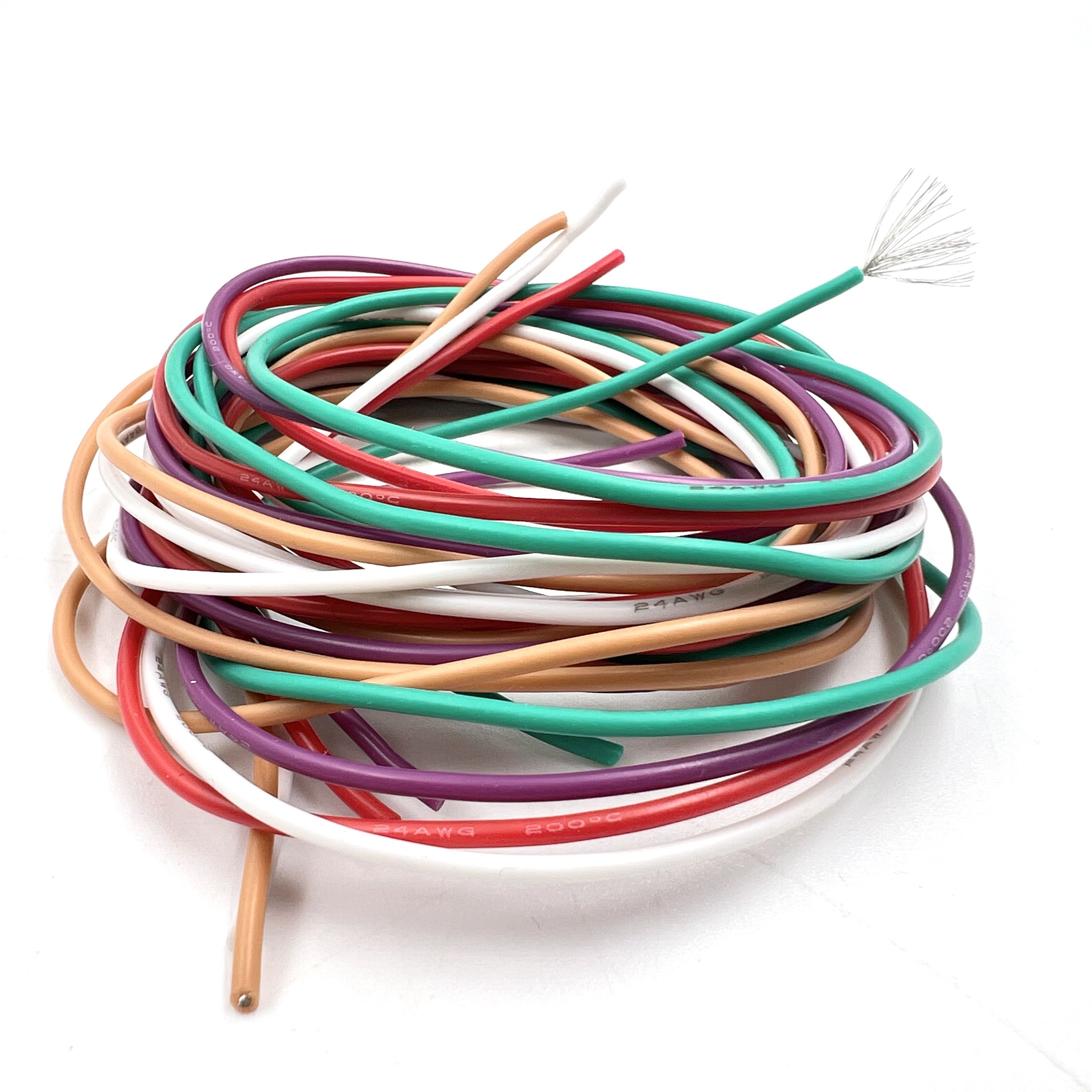 24AWG0,2кв.ммпроводадляпайкитонкиесиликоновые5штразногоцветапо1м