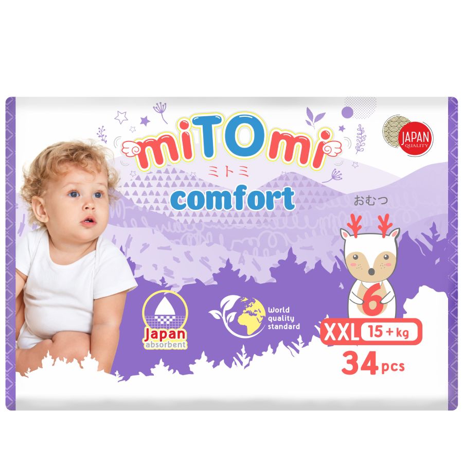 Подгузники-трусики miTOmi Comfort, размер 6/XXL (15+ кг), 34 шт. в упаковке