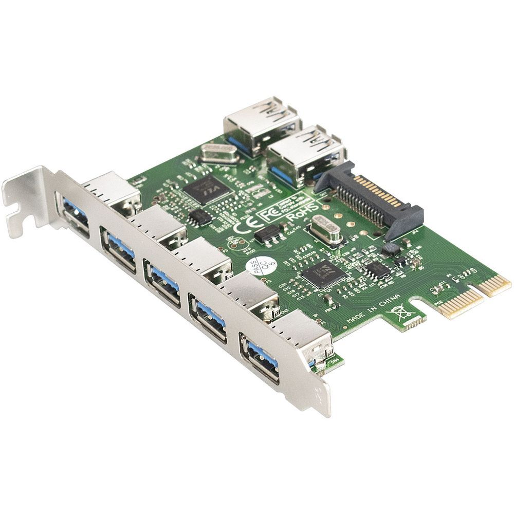 Контроллер ExeGate EXE-317 (PCI-E x1 v2.0, 5*USB3.0 ext. + 2*USB3.0 int., разъем доп.питания, VIA Labs Chipset VL805)