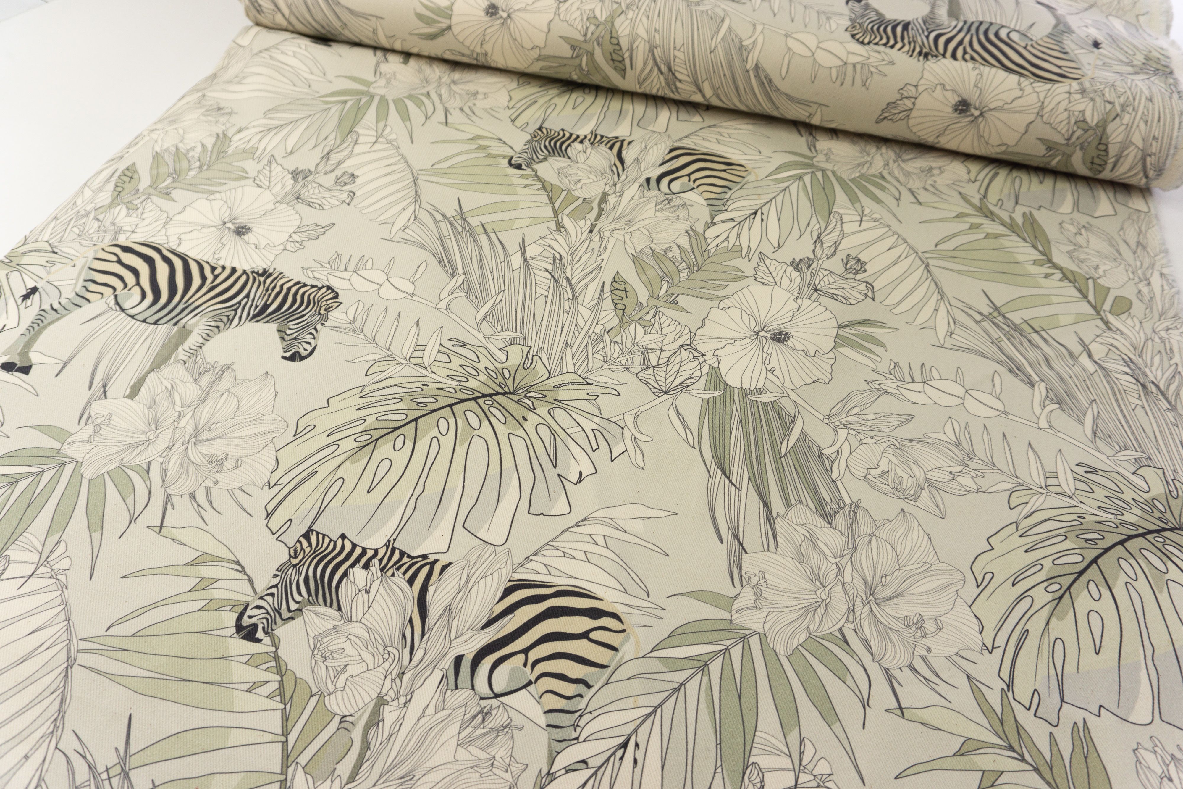 Ткань Хлопок лен ETR серые тропики