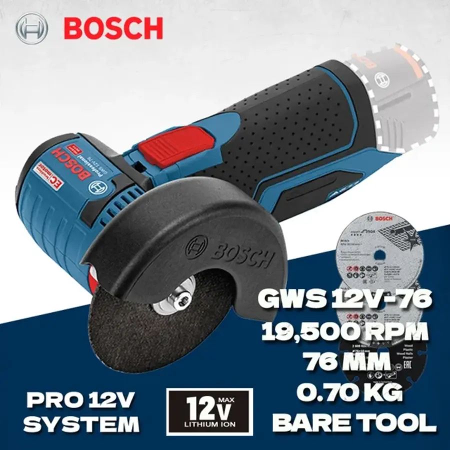 ОригиналBoschGWS12V-76Аккумуляторныйугловойшлифовальныйстанок