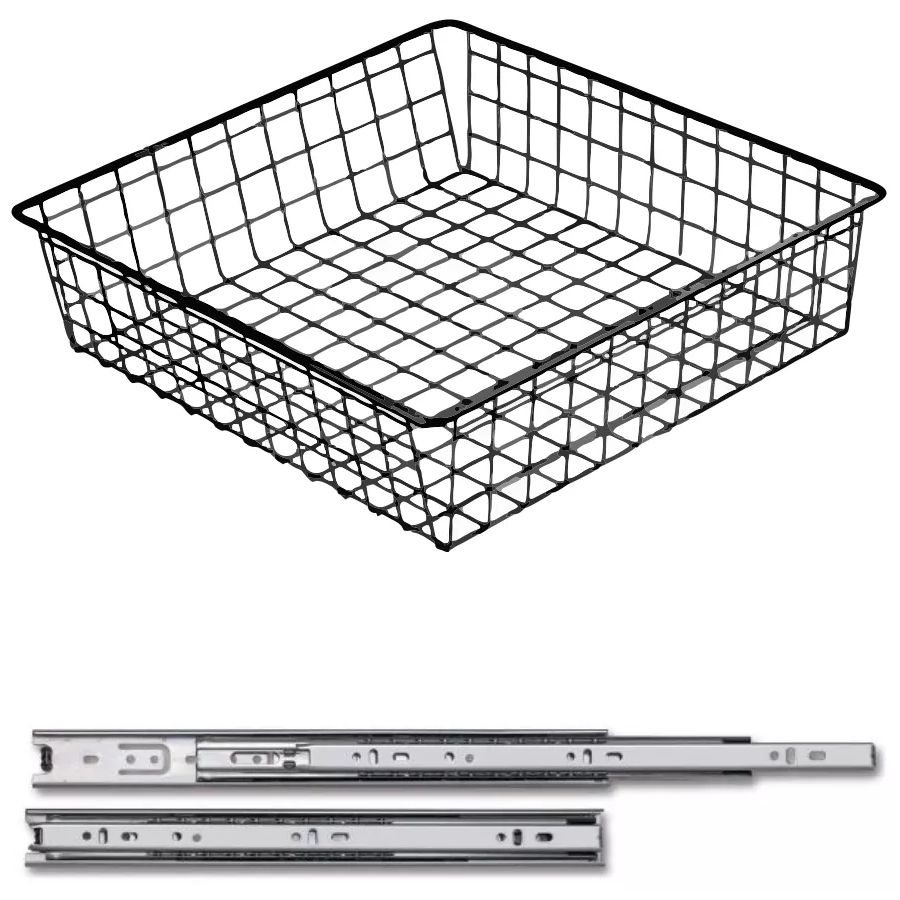 Корзина выдвижная в шкаф 500 мм антрацит с шариковыми направляющими 450 мм