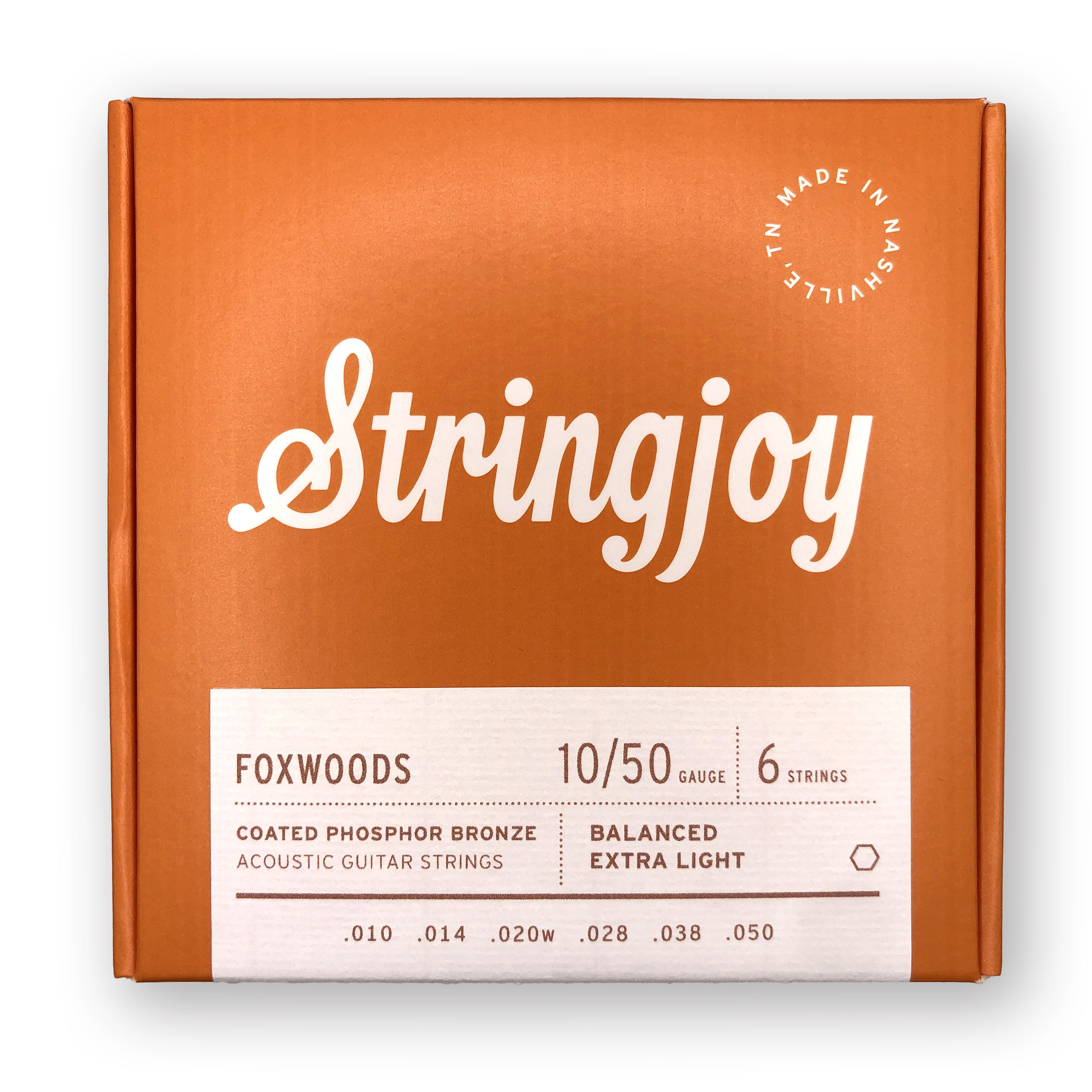 Cтруны для акустической гитары Stringjoy Foxwoods Extra Light Gauge Coated Phosphor Bronze Acoustic Guitar Strings, 10-50