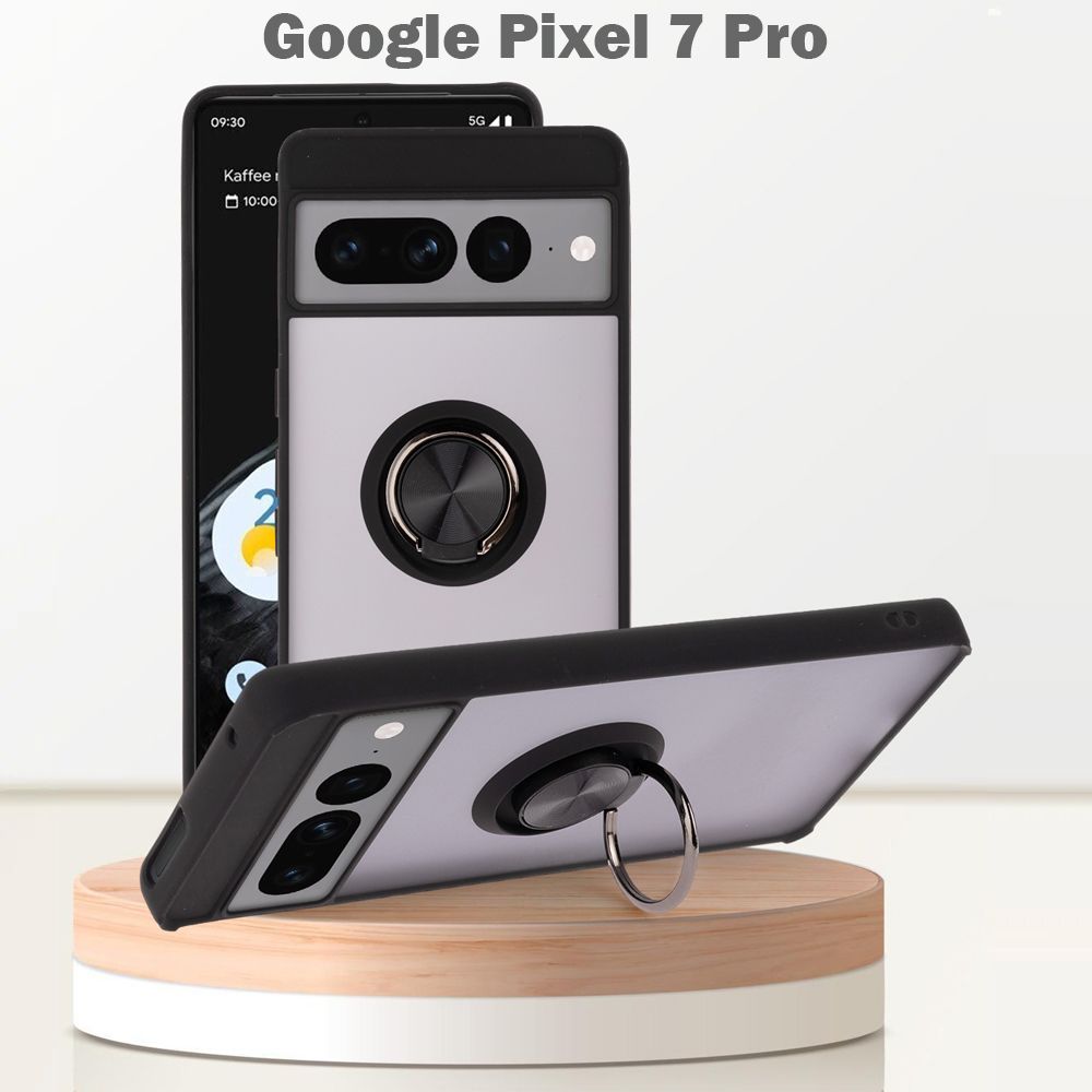 ЧехолдляGooglePixel7Pro,скольцом,защитакамеры,черный