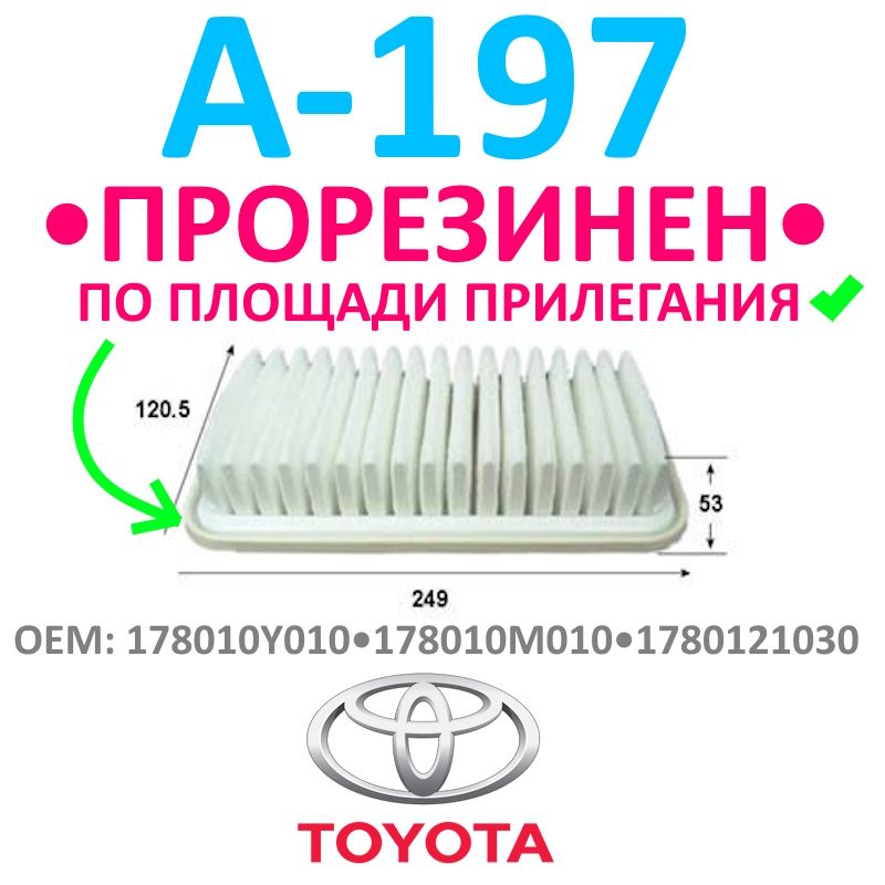 ВоздушныйфильтрA-197дляToyotaYaris/Vitz/PROBOX/IST/FUNCARGO/Ractisит.дOEM17801-21030