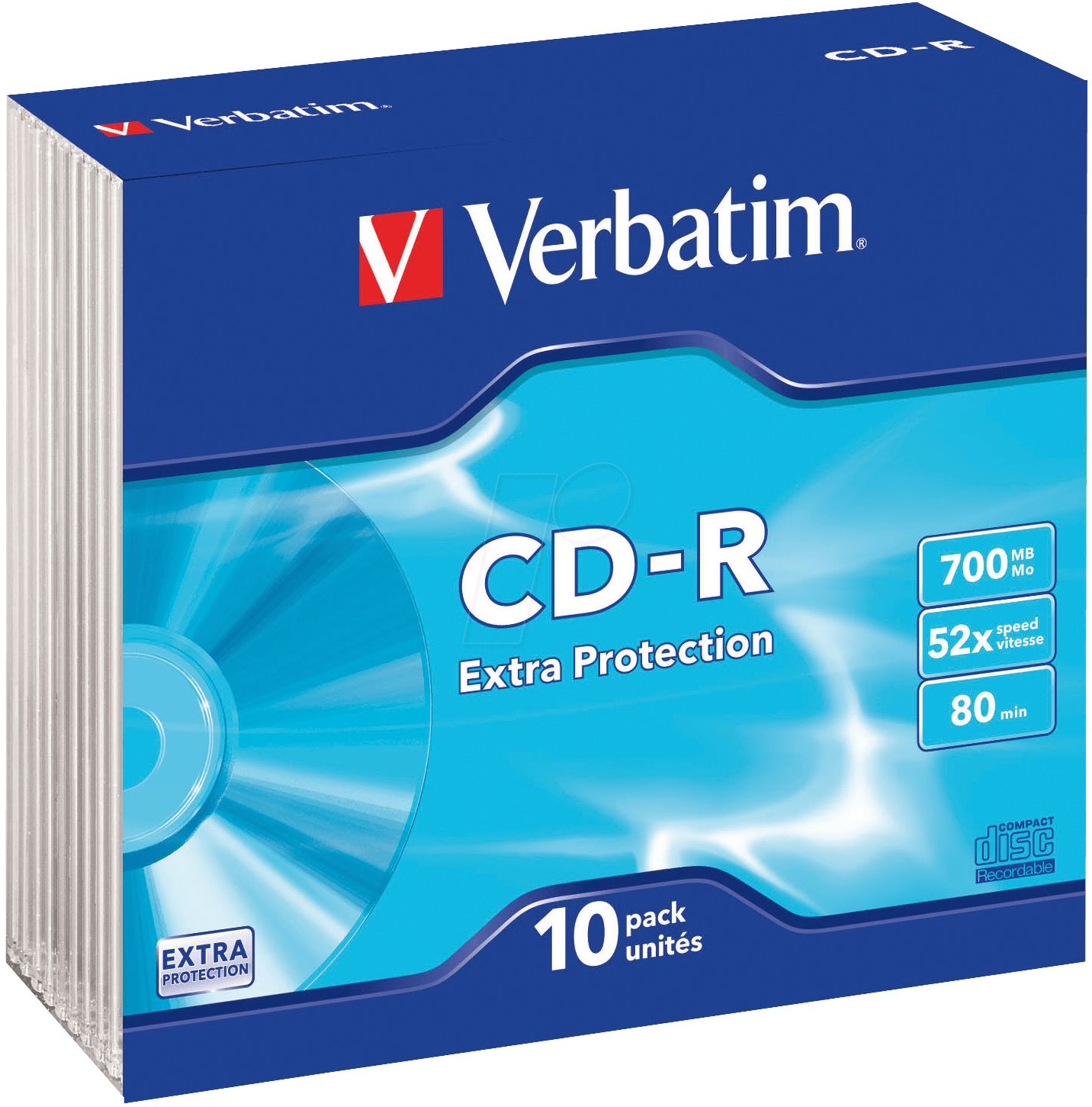 Диски CD-R 700Mb Verbatim (43415) 52X EXTRA PROTECTION 10шт Slim Case