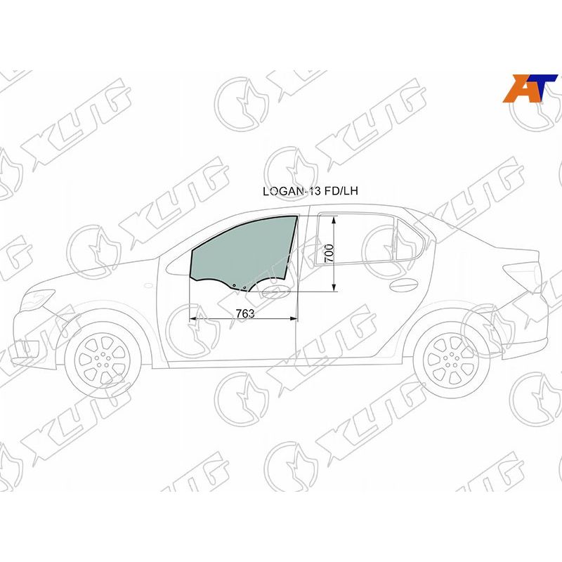 Стекло двери передней левой для Рено Логан 2 2013-2018, Renault Logan 2 стекло двери передней левой XYG LOGAN-13 FD/LH