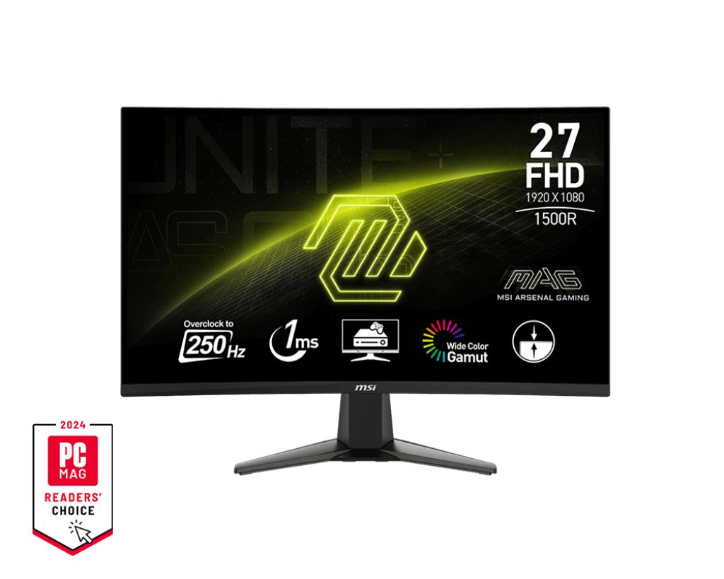 MSI27"МониторМониторMSIMAG27C6X,1920x1080,250Гц,VA,LED,3000:1,250Кд/м²,черный,черный